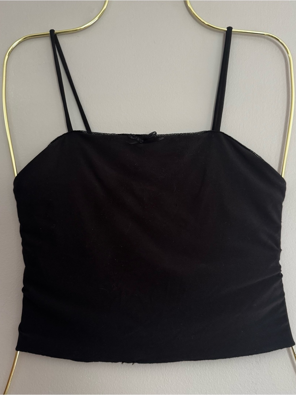 Black Ruched Cami Tank Top XS Coquette Balletcore Soft Girl Minimalist
